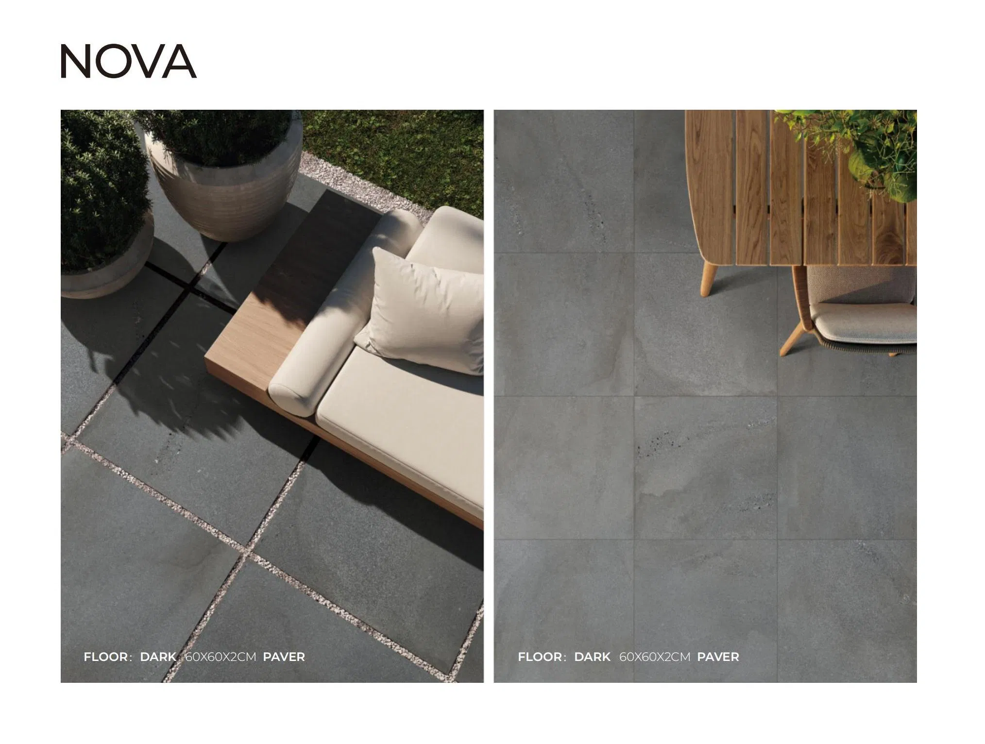 2 Cm Thickness Outdoor Porcelain Tile of 600*600 600*1200mm for Villa Gareden Hotel Square Driveway Paver Non Slip Floor Tiles
