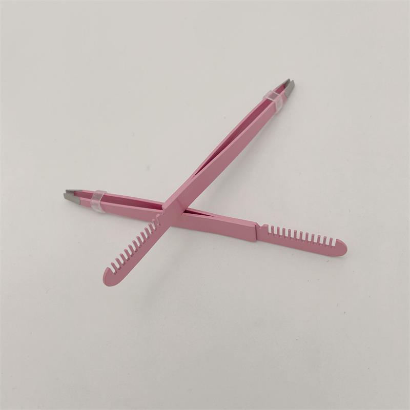 Beauty Painting Eyebrow Tweezer with Comb Solid Sharp Brow Shaping Plucking Tweezers