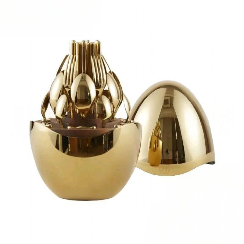 24/36 Piece Luxury Silverplated Cutlery Set in Egg Case Stainless Steel Flatware Set for Gift Box