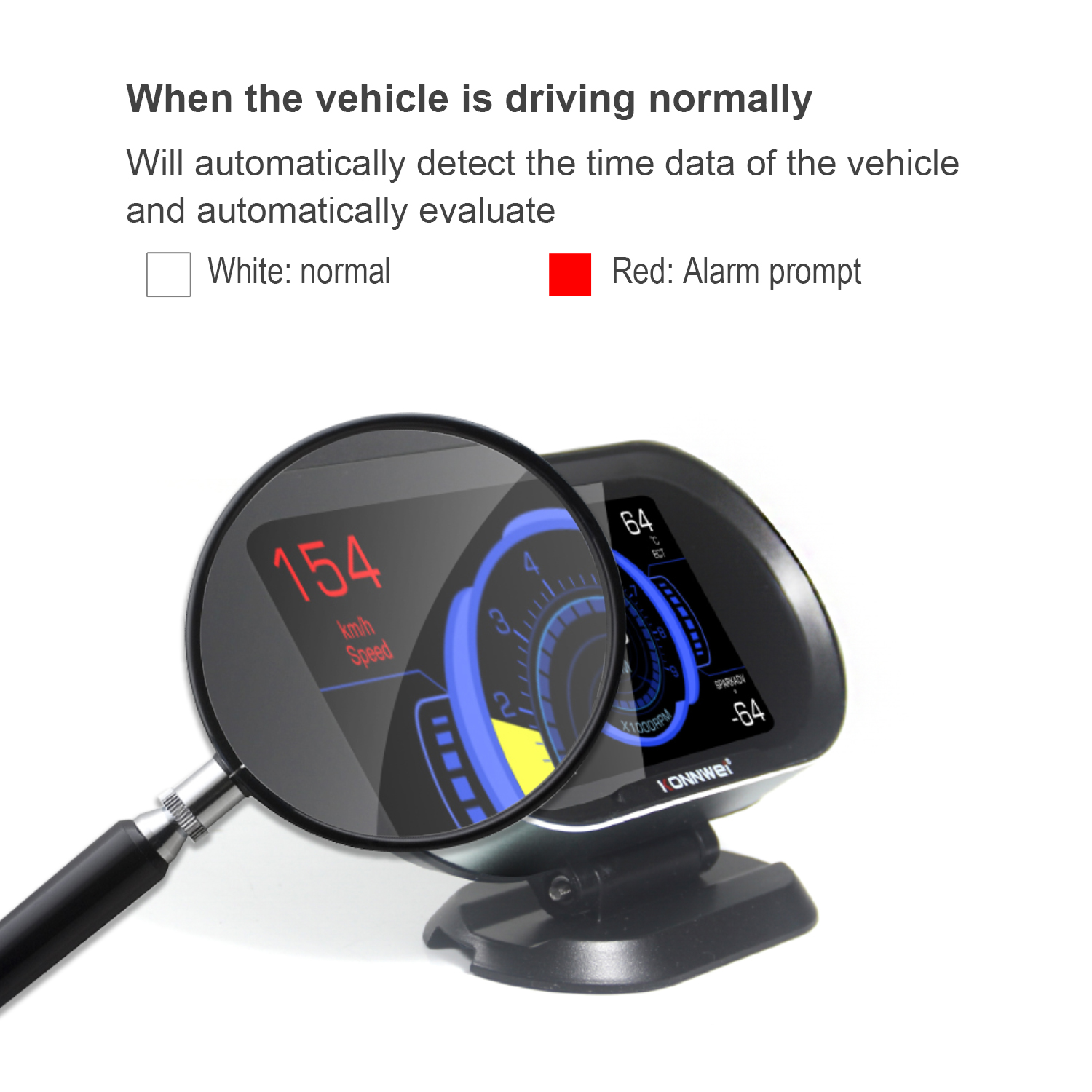 HUD дисплей OBD2 с датчиком температуры Konnwei KW206