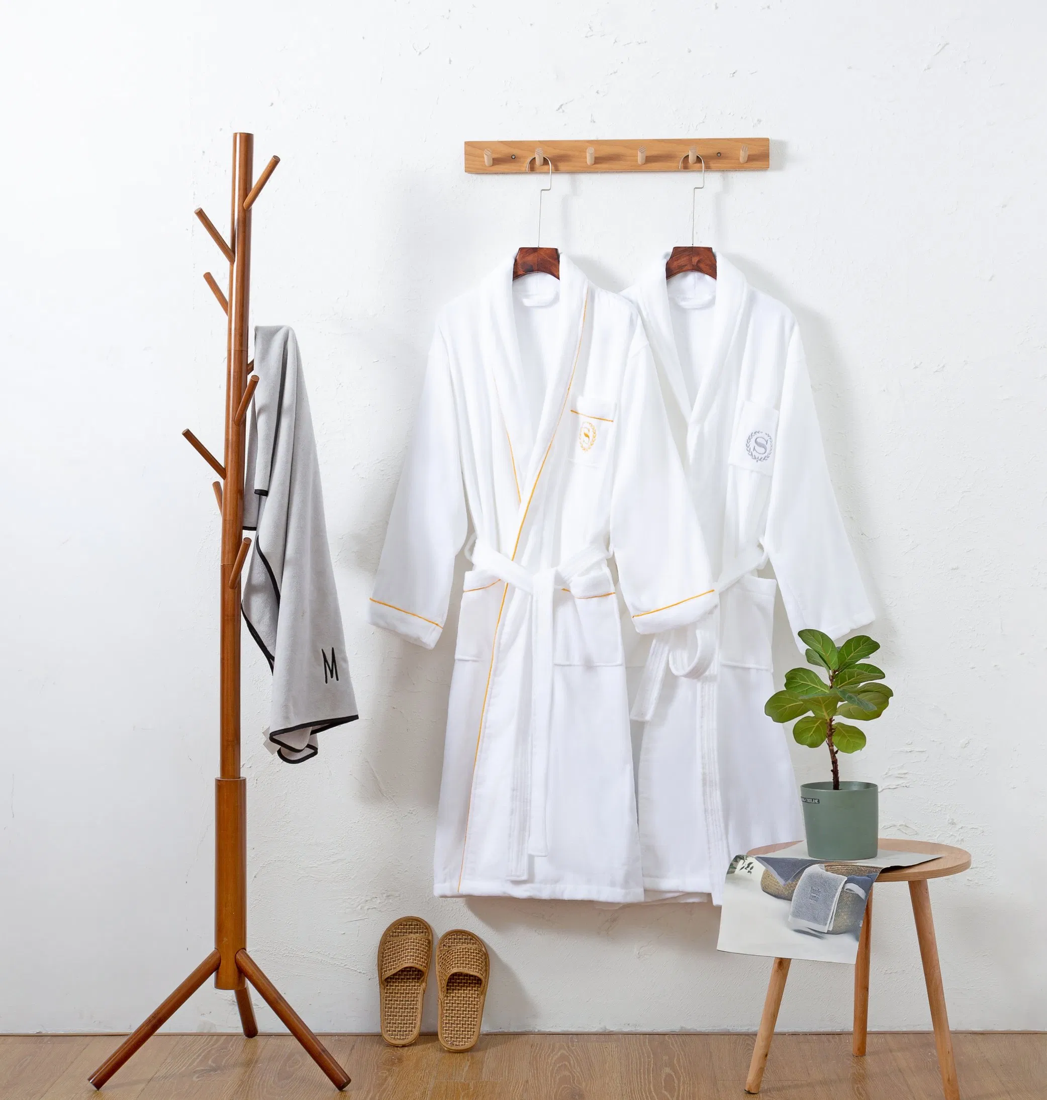 Hotel & SPA Cut Cotton Bathrobe Quick-Dry Thermal Robe for Sauna