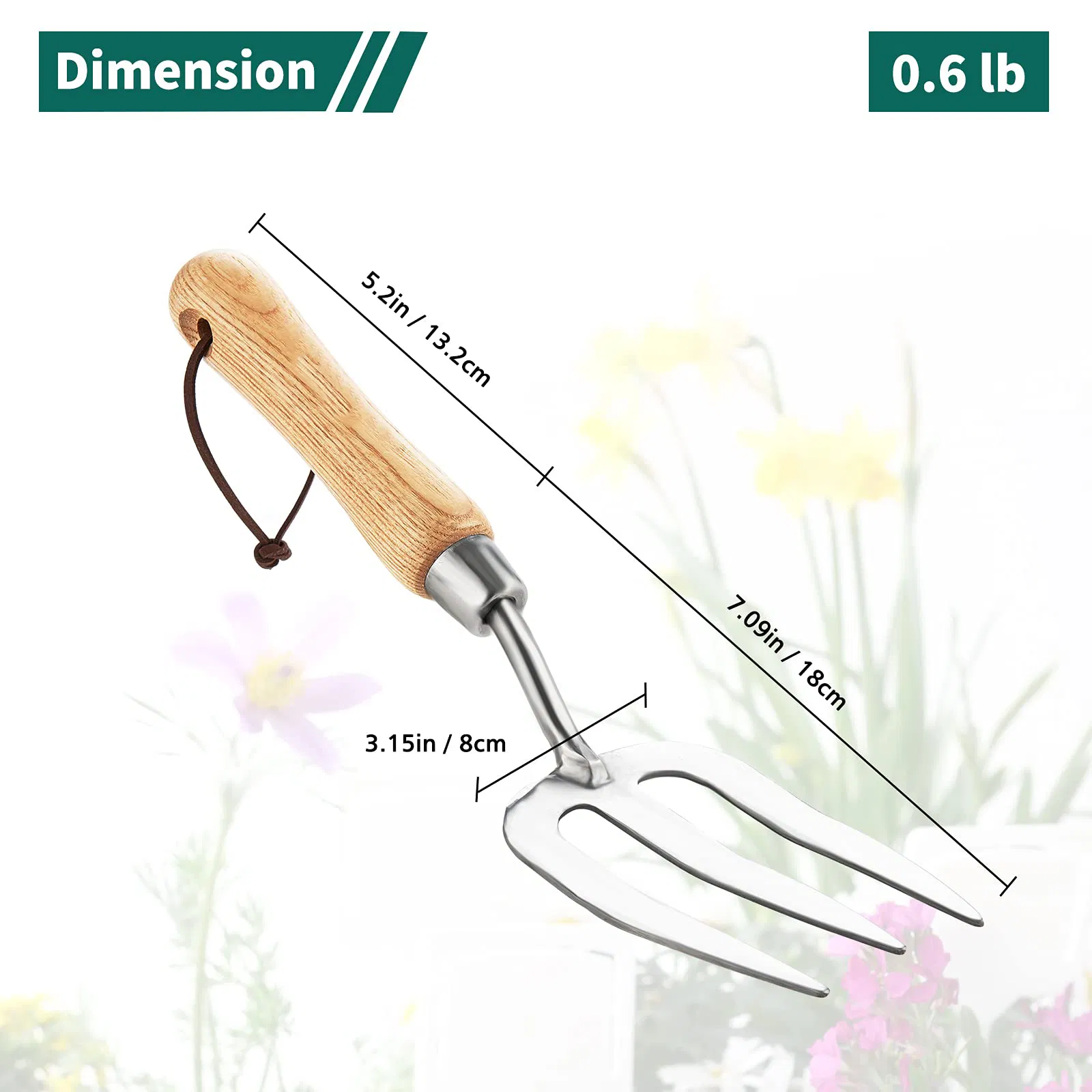 Gardening Hand Fork Stainless Steel Hand Weed Fork 3 Teeth Garden Spade Fork Hand Tools Shovel