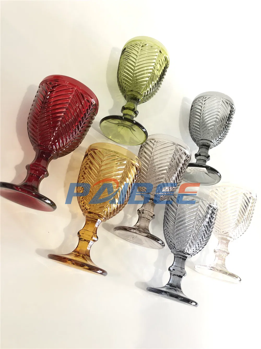 Embossed Hand Pressed Colored Glassware Drinking Wine Glasses