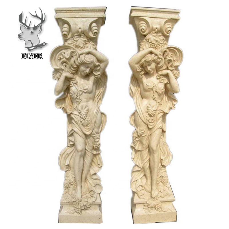 Outdoor Indoor Decorative Natural Stone Large Marble Pillar Roman Column for Building