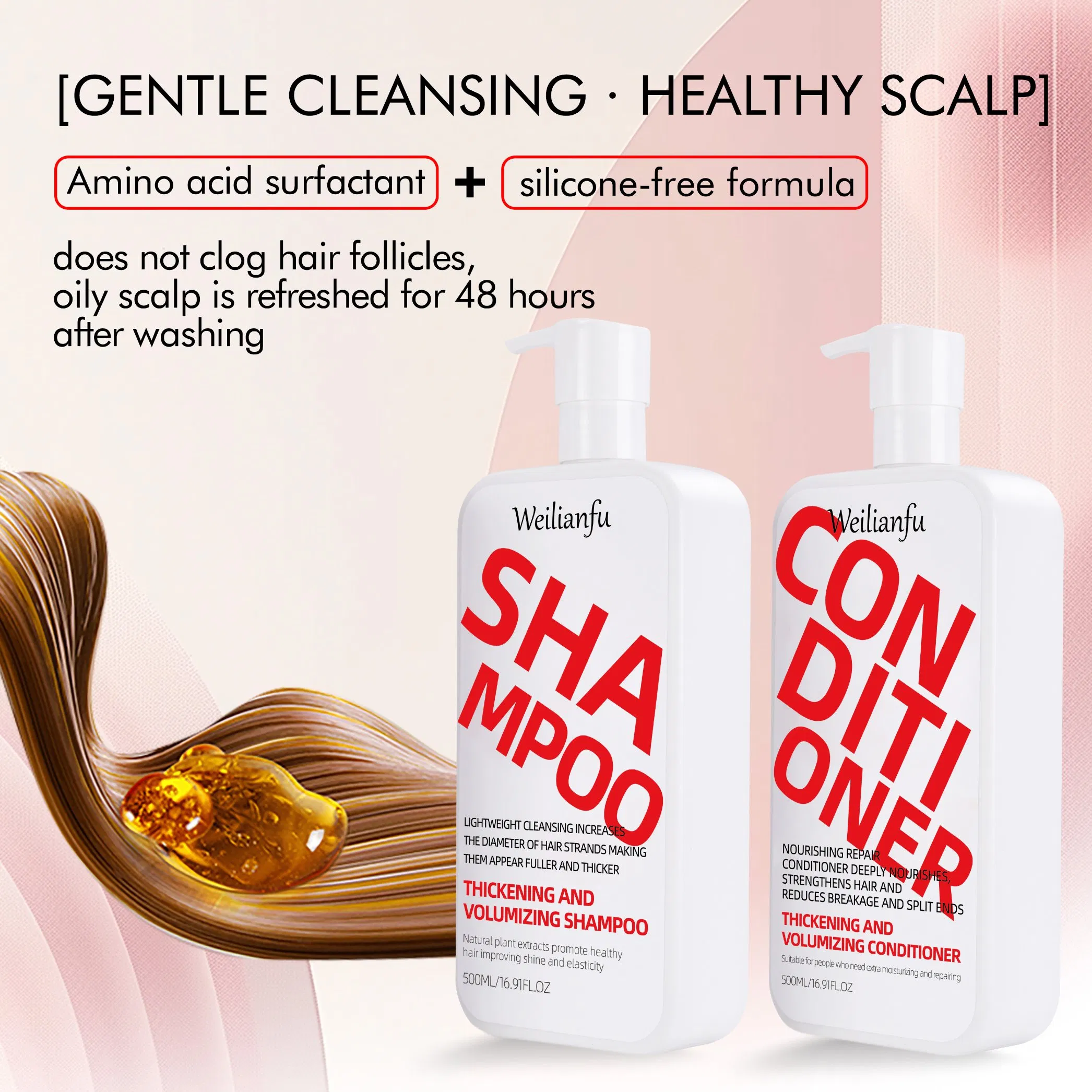 Customized Thickening Volume Hair Shampoo & Conditioner Oil Control for Lightweight, Refreshing Feel Sulfate Free Formula for Healthy, All Type Hair