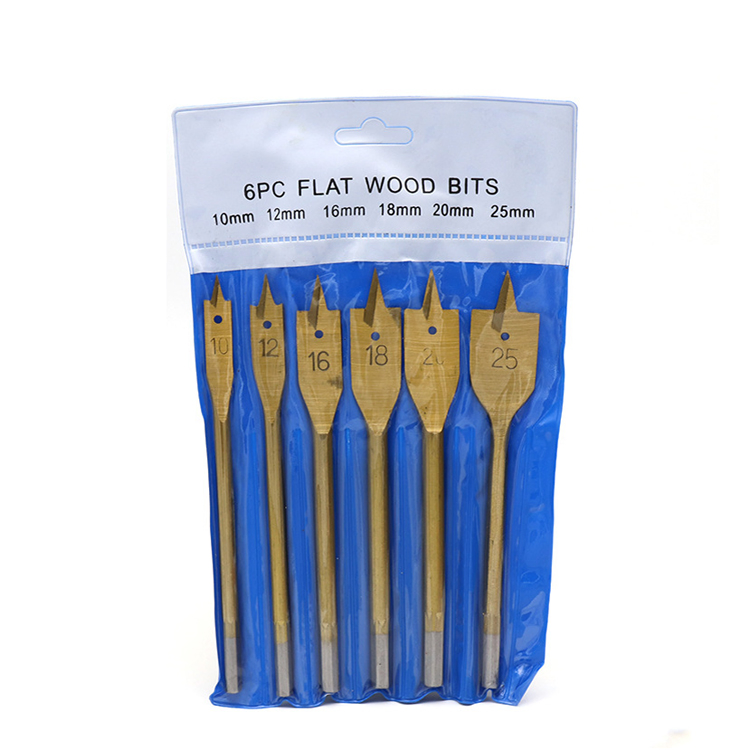 Titanium Coated 6 Pieces Flat Wood Spade Bit