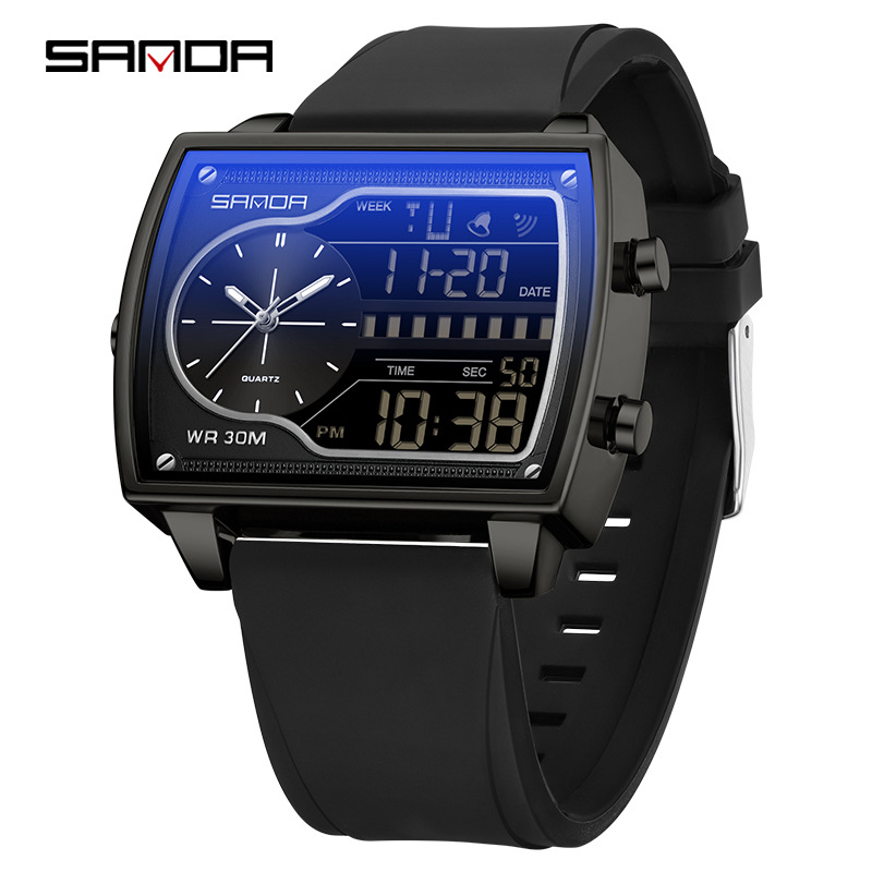 Square Cool Men's Watch Waterproof Luminous Multifunctional Commuter Electronic Wristwatch