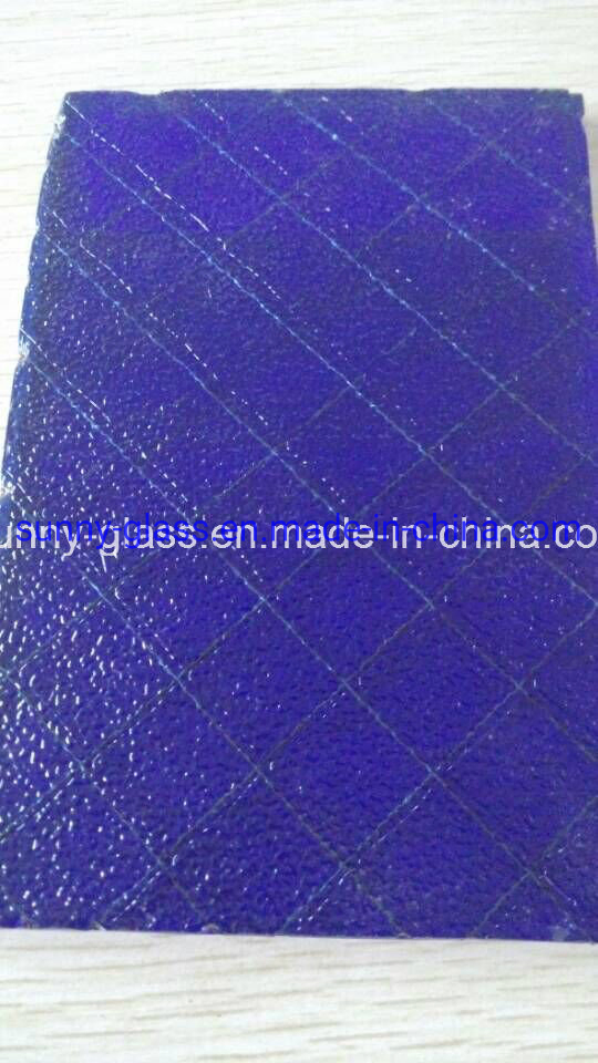6mm Dark Blue Safety Wired /Wire Glass for The CE Certificate