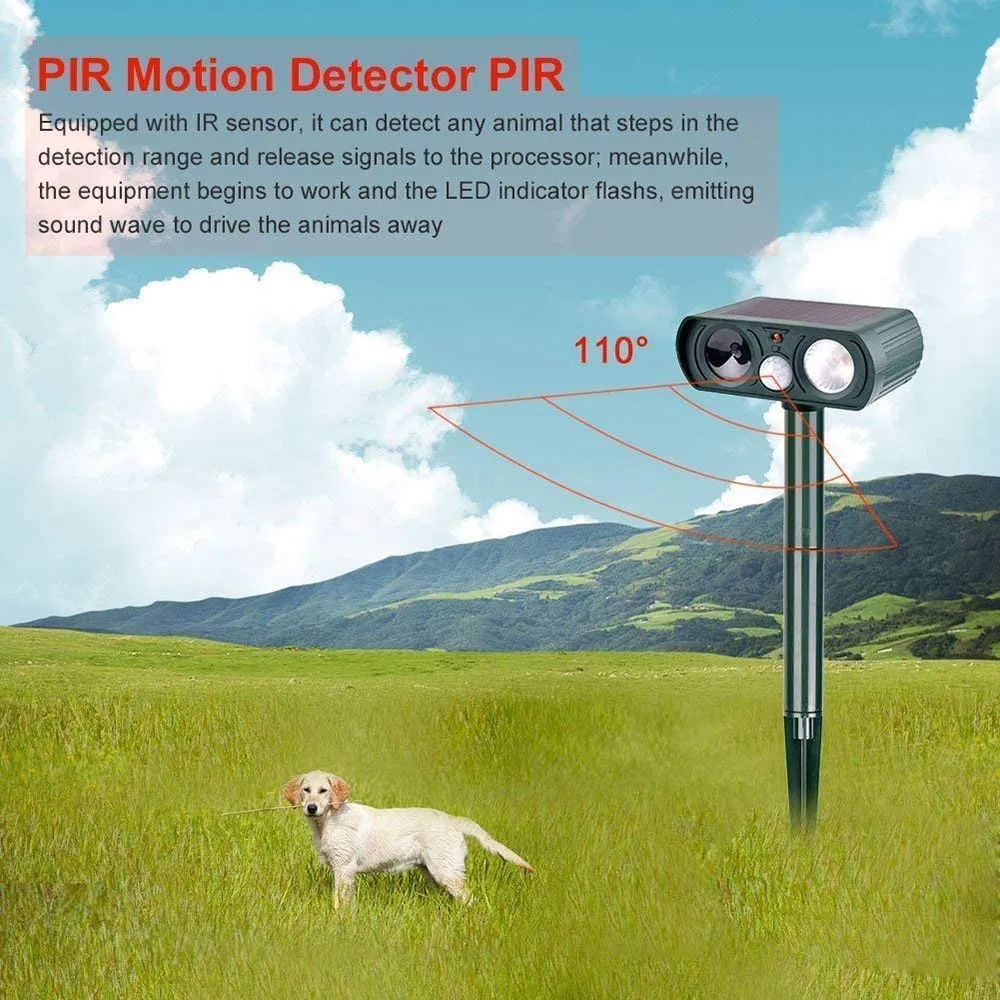 Solar Garden Lights Pest Repeller Dog Cat Repeller, Ultrasonic Animal Repeller with Motion Sensor