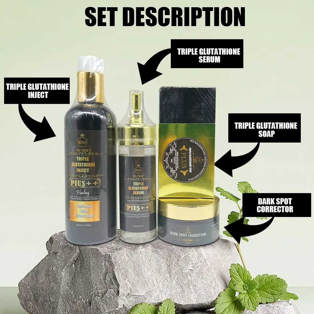 OEM Whitening Skin Care Set Double-Glutathione Oil Vitamin C Serum Dark Spot Face Cream Black Skin Soap Bleaching Body Lotion