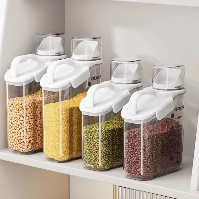 Dry Food Storage Container with Measuring Cup Kitchen Pantry Organizer