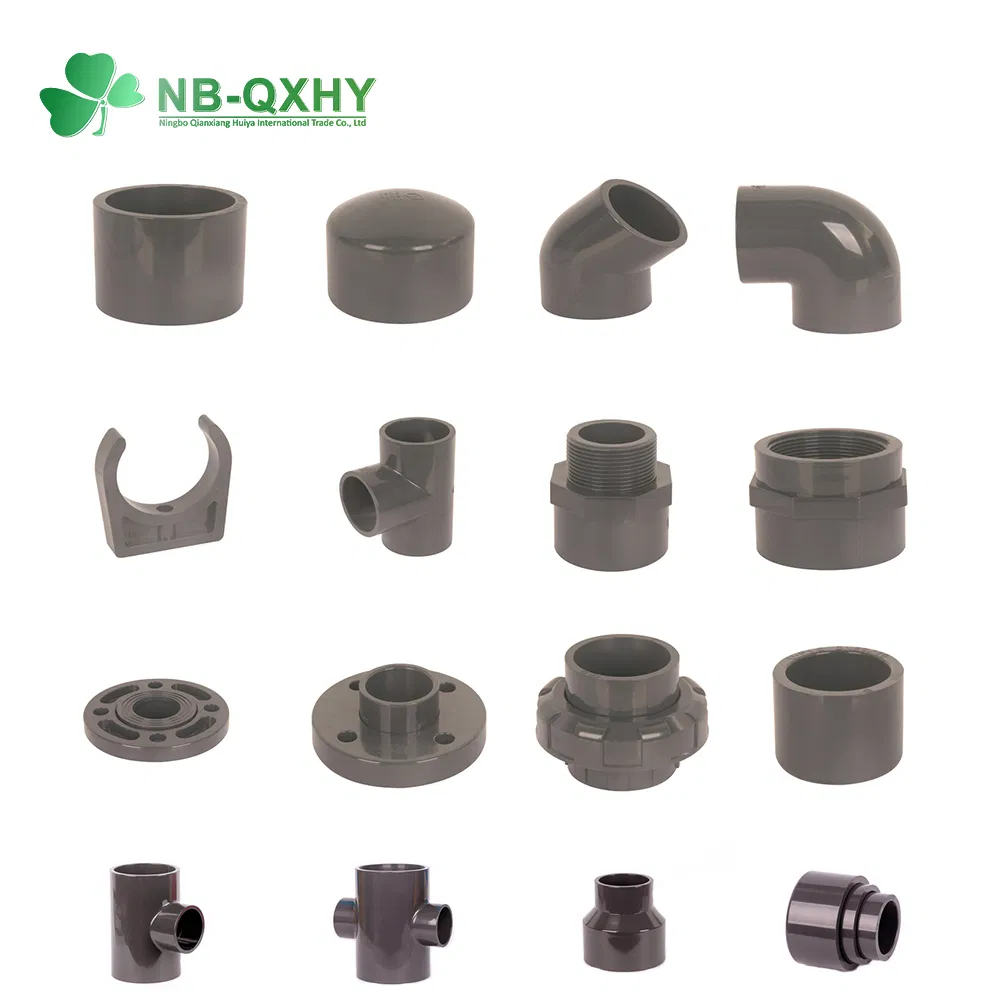 Irrigation DIN Pn16 Plastic PVC Pipe Fitting Gray Cross Tee
