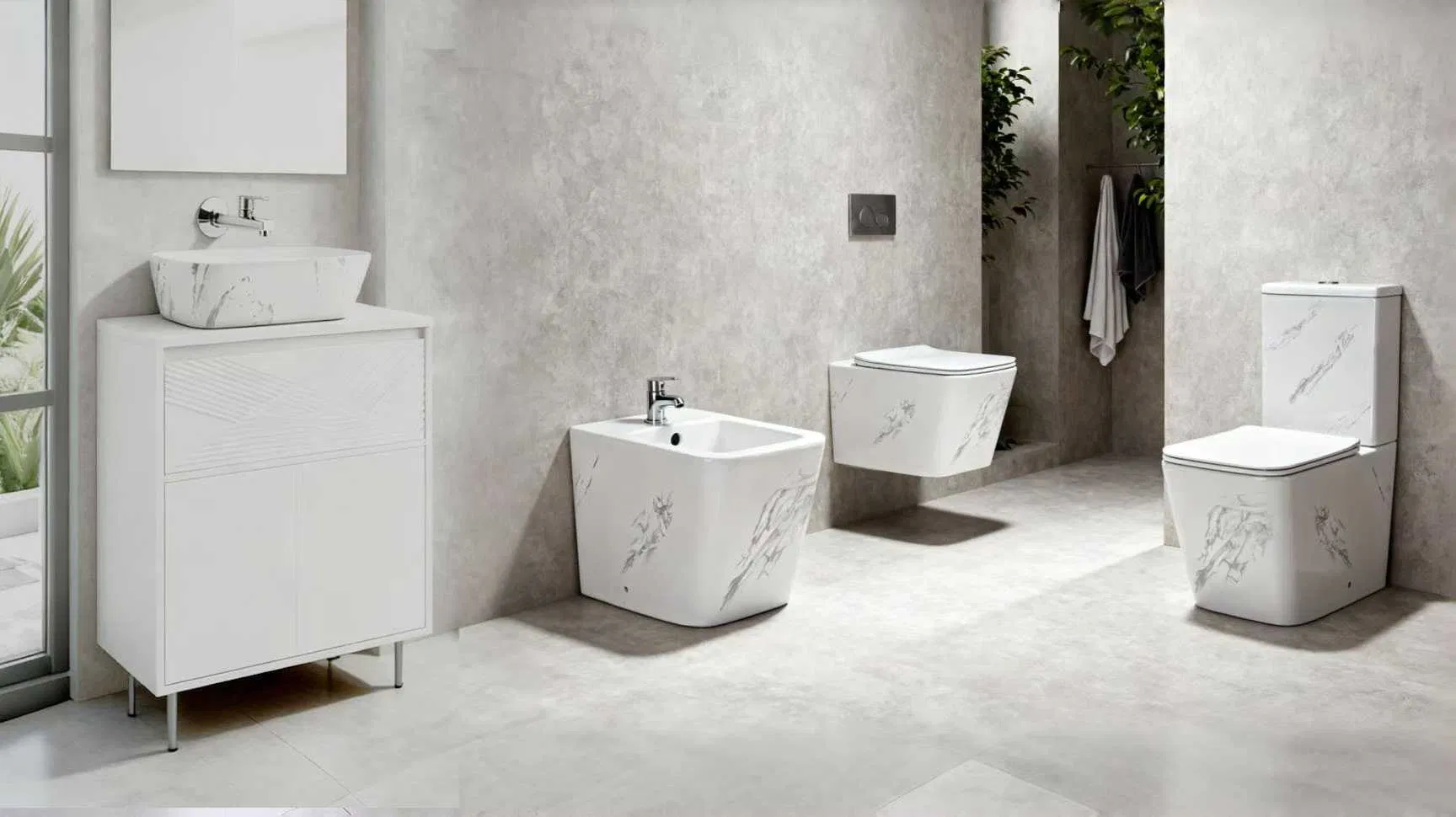 Круглая керамическая раковина с мраморным покрытием