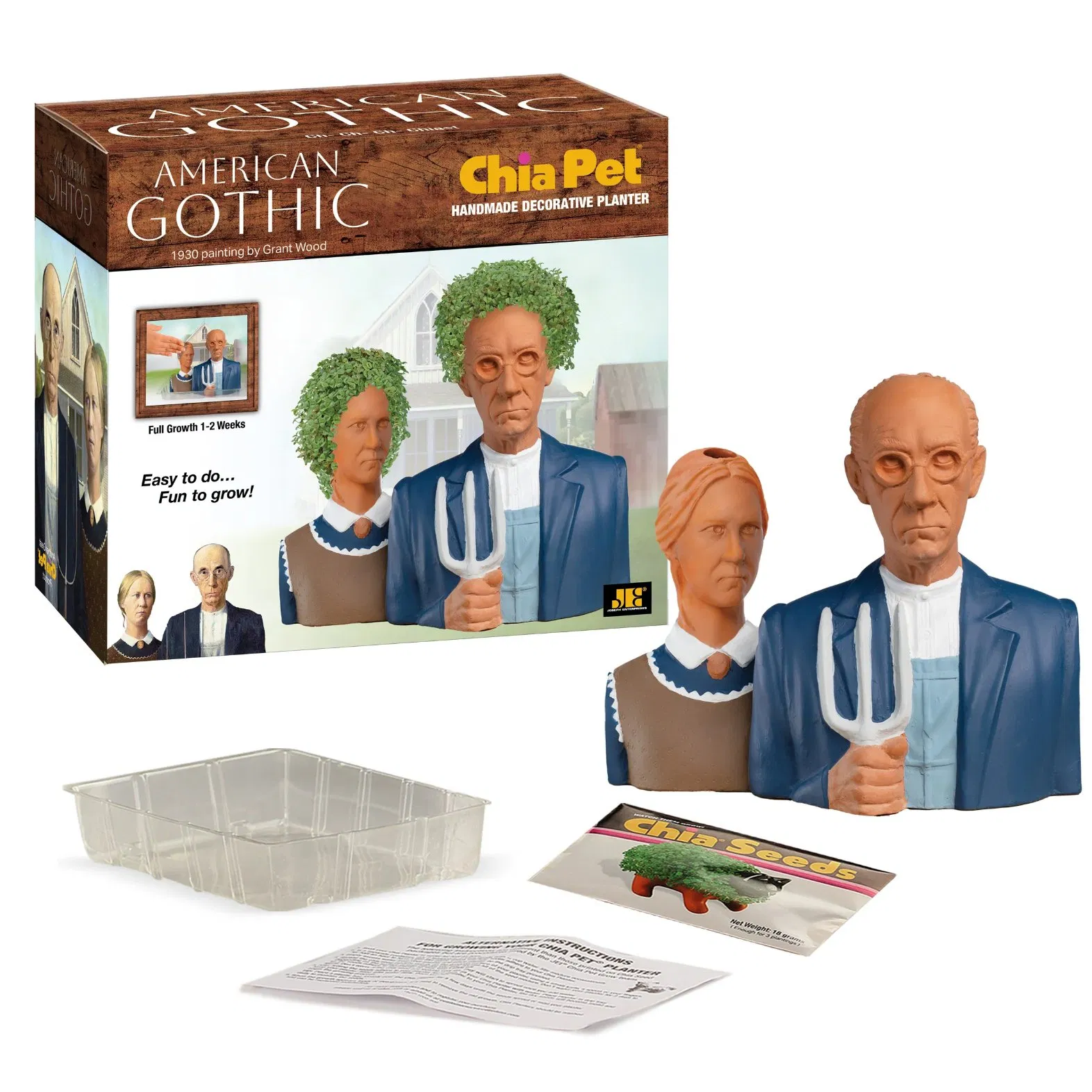 American Gothic Chia Pet Handmade Decorative Planter