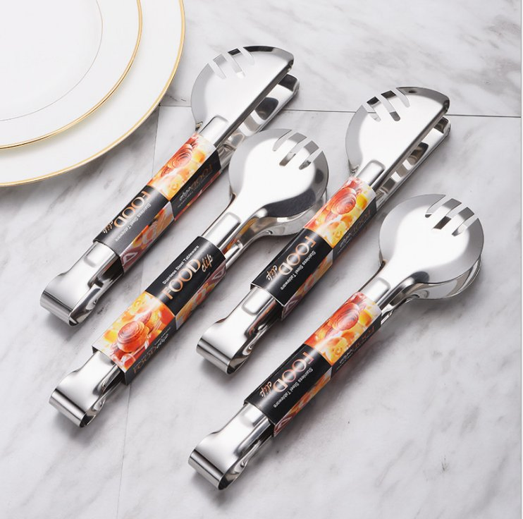 Classic Stainless Steel Food Tongs BBQ Bread Food Serving Kitchen Utensil Tongs for Cooking Desserts