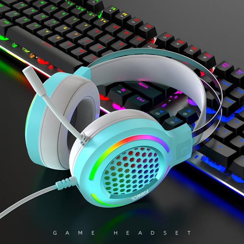 Factory Custom RGB Breathing Light Gamer Headphones Earphones Low Latency Wired Gaming Headset with Micro