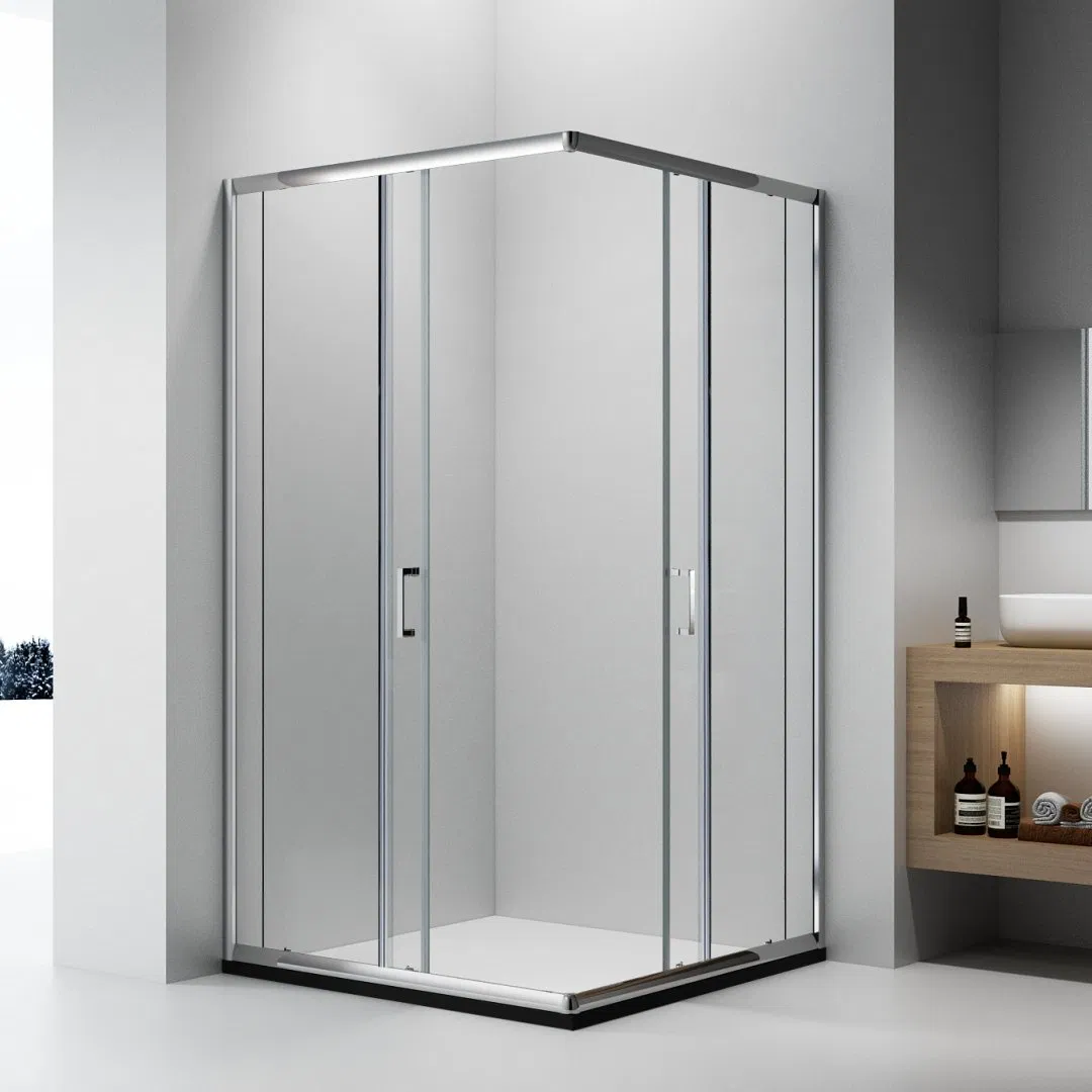 Hotel Home Bathroom Slim Aluminum Frame Curved Double Sliding Shower Door Tempered Glass Round Shower Cabin