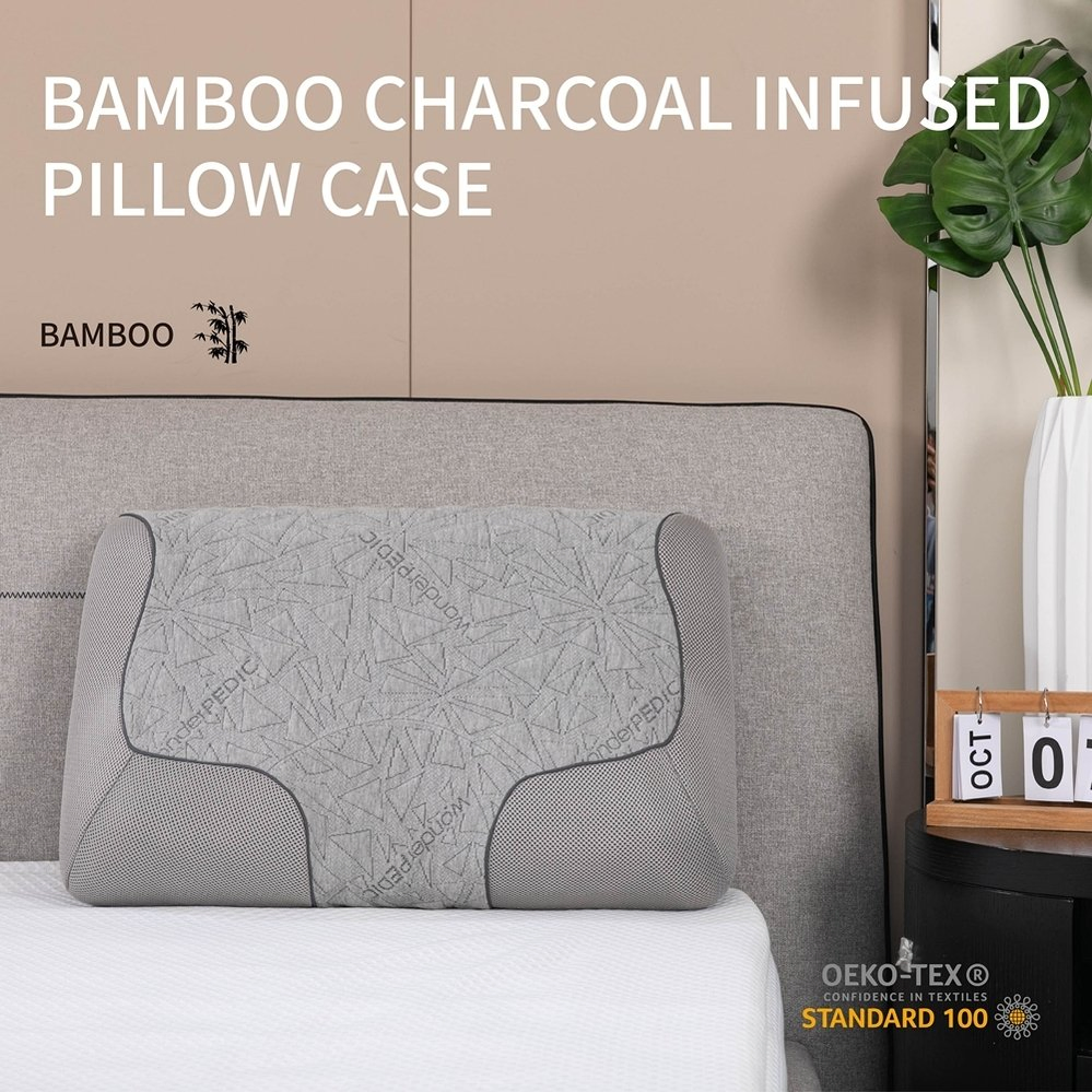 Premium Anti-Slip Grey Bamboo Charcoal Memory Foam Pillow