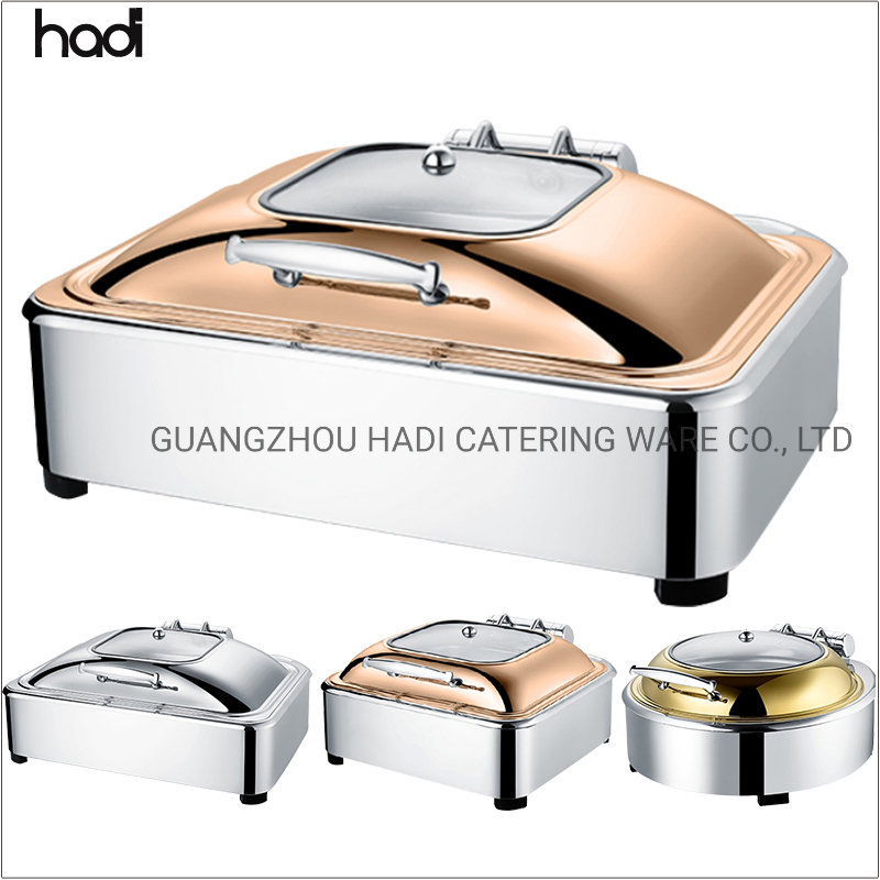 Hotel & Restaurant Supplies Wholesale Hotel Stainless Steel Induction Buffet Food Warmer Chafing Dishes Silver Rectangular Heating Buffet Electric Chafing Dish