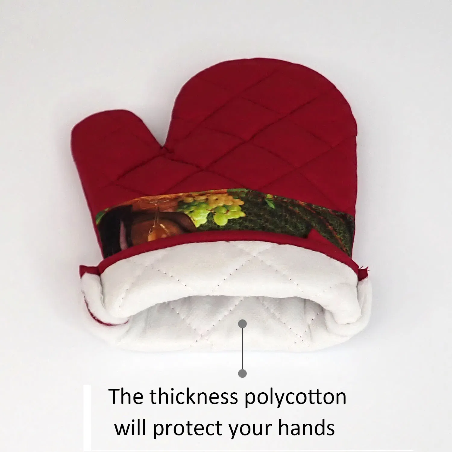 Oven Mitts with Shell and Printing Cotton Lining Heat Resistant to 500 F Kitchen Oven Gloves Pot Holder for Cooking Extra Anti Hot Kitchen Oven Glove