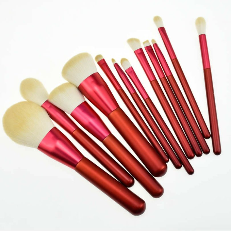 Private Label 12PCS Cosmetic Tools Make up Brush for Blending Foundation Liquid Cream Powder