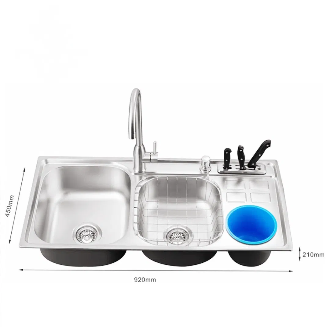 SUS304 Stainless Steel Farmhouse Kitchen Sink with Cup Washer Support for Customization