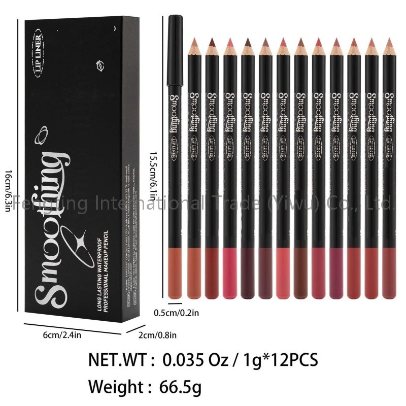 12PCS Matte Lip Liner Set Long-Lasting Waterproof Mineral Lip Pencils Natural Smudge-Proof Lipstick Outline Makeup Kit
