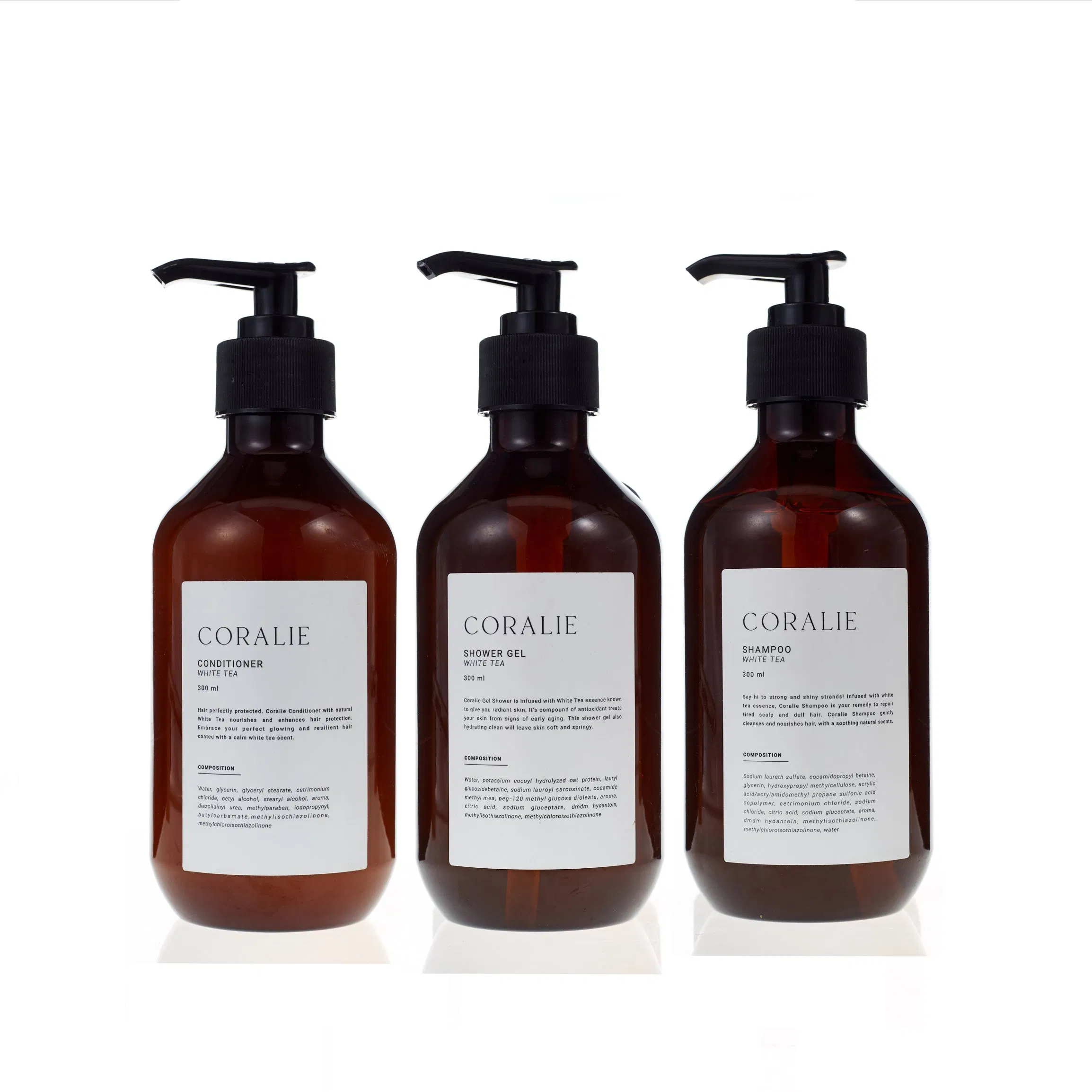 Custom Logo Luxury 300ml Big Bottle Hotel Bathroom Supplies Shower Gel Shampoo and Conditioner Kit