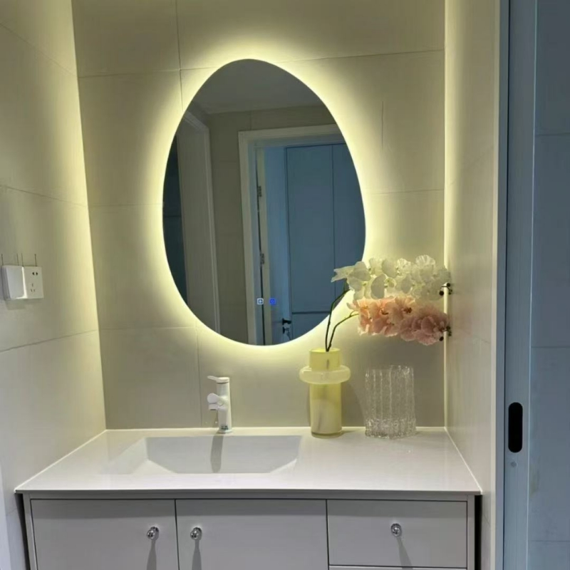 Oval Gold Frame Smart LED Bathroom Mirror High-End Bathroom Makeup Mirror LED