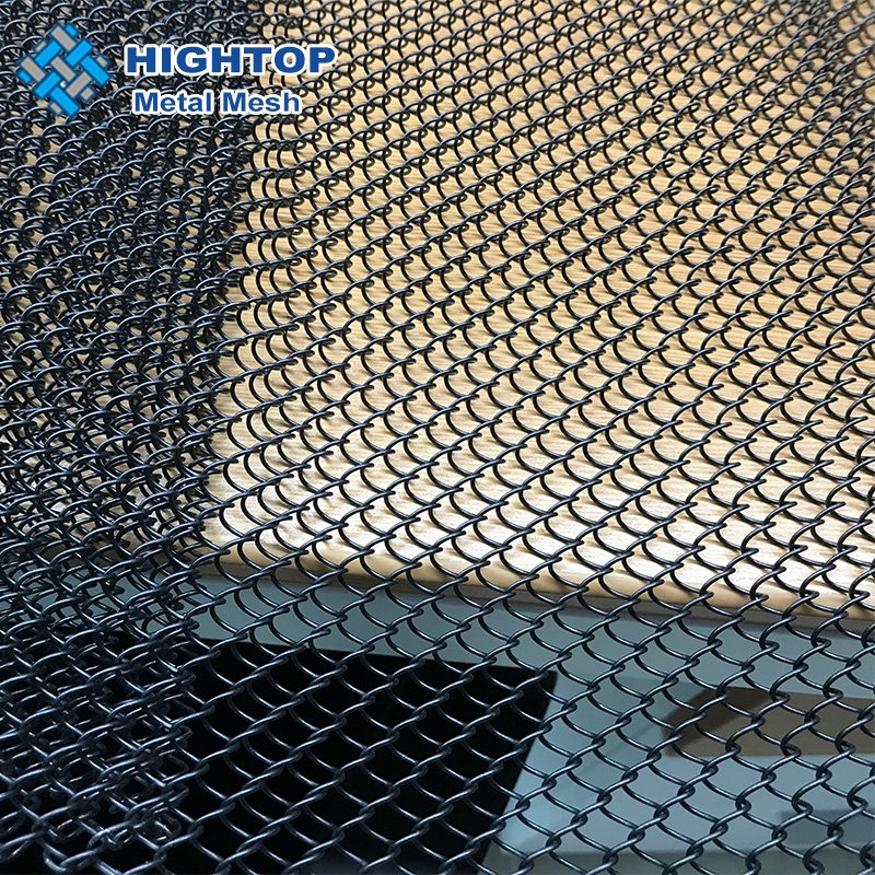 Gun Black Color Metal Mesh Fabric Drapery Curtain for Lobby