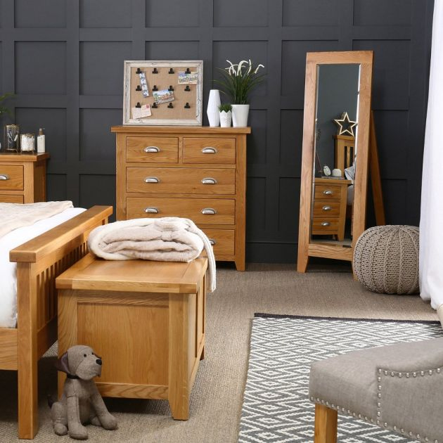 Home Decor Dressing Furniture Floor Full Length Rustic Solid Oak Mirror for Living Room Bedroom Dressing Mirror