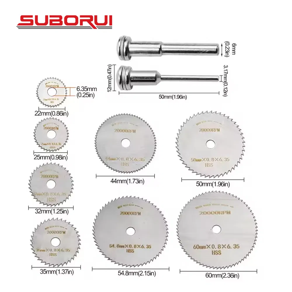 Suborui HSS Cutting Wheels Circular Saw Blades Cutting Discs for Rotary Tool for Wood Glass Plastic Metal Cutting Tool
