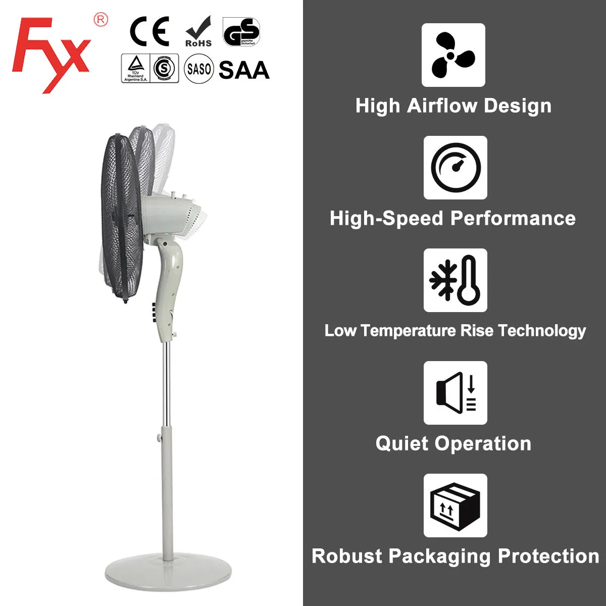 Напольный вентилятор 20 дюймов с регулировкой высоты