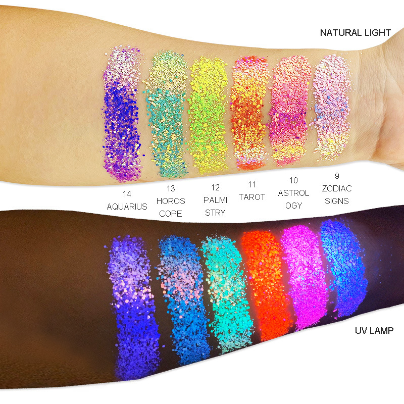 UV Neon Glitter Makeup Eyeshadow Face Body Hair Cream Glitter Glue Gel