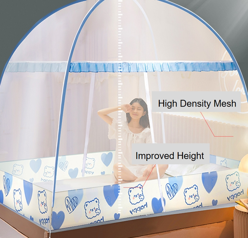 Pop up Mosquito Net Tent for Beds Portable Foldable Mosquito Netting Folding Design with Net Bottom 2 Entries Suit for Twin to King Size Bed