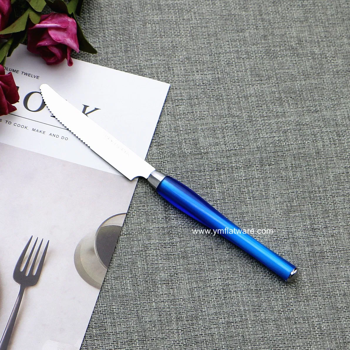 International Stainless Steel Colorful Handle Plastic Flatware Fork and Spoon