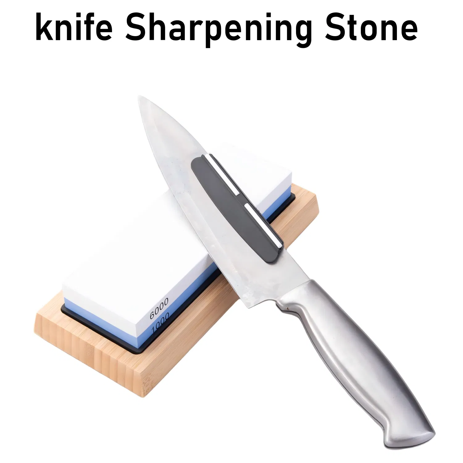 1000/6000 Grit Knife Sharpening Stone with Angle Guide Non-Slip Bamboo Base