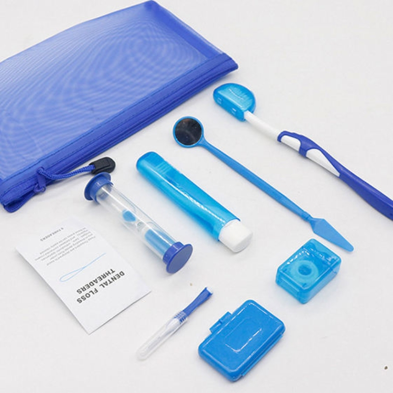 8PCS/Set Orthodontic Oral Care Set Dental Clinic Wax Toothbrush Floss Oral Mirror