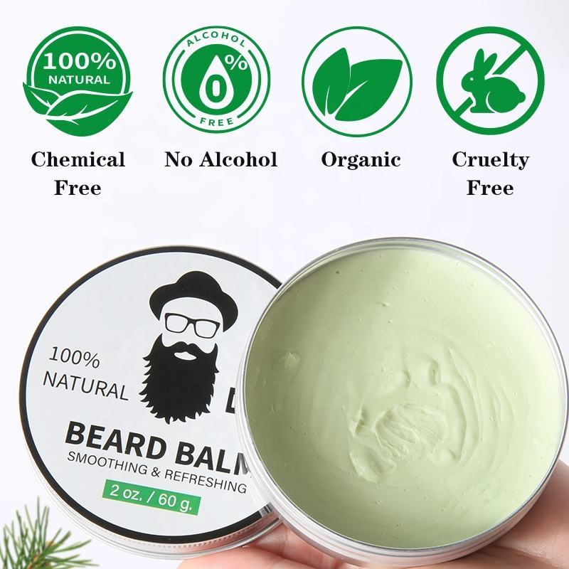 Hot Selling Natural Vegan Strengthen Soften Beard Wax Mustaches Care Men Beard Balm OEM Organic Beard Shea Butter Growth Balm