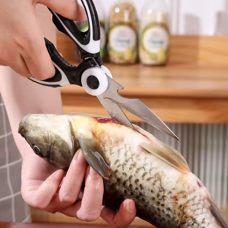 Multi-Functional Large Stainless Steel Kitchen Special Fish Cutting Strong Scissors
