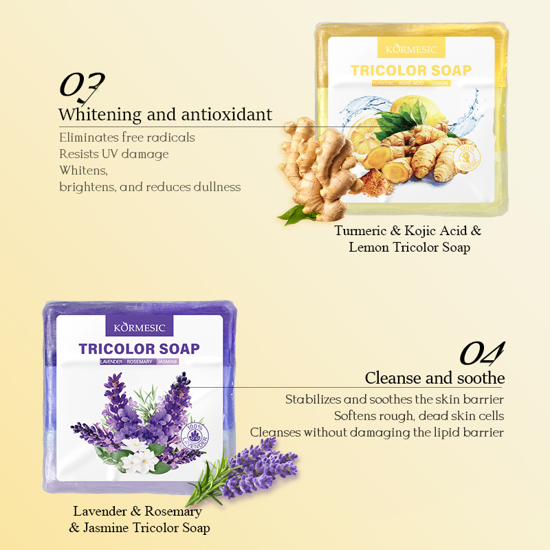 Factory Price Cleanse and Soothe Skincare Tricolor Soap
