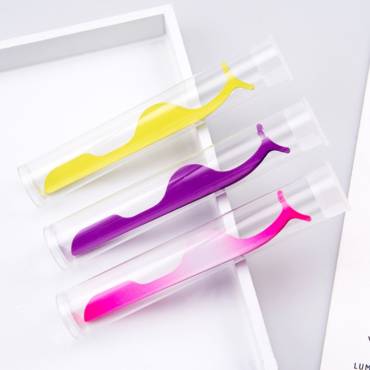Custom Logo Private Label Pink Plastic Lashes Applicator Tweezers Bulk Magnetic Lash Tweezers Packaging False Eyelash Tweezers