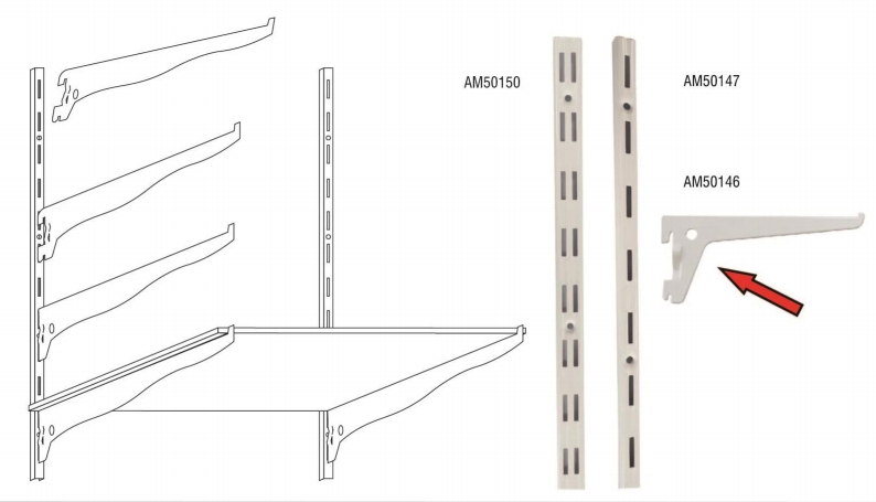 Hand Tool - European Style Single Slot Bracket, White Color