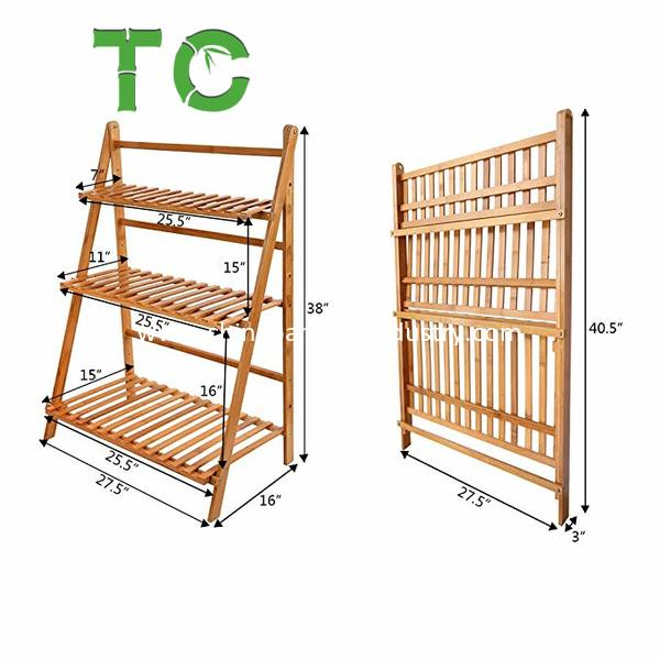 Foldable Bamboo 3 Tier Plant Stand Rack Storage Rack Ladder Stand Display Rack Folding Flower Rack Plant Shelf Flower Pot Holder