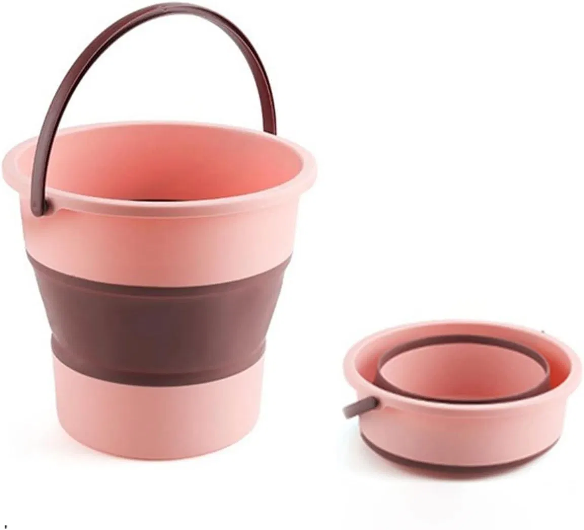 Silicone Collapsible Foldable Bucket Rag Mop Household Use Bucket with Handle