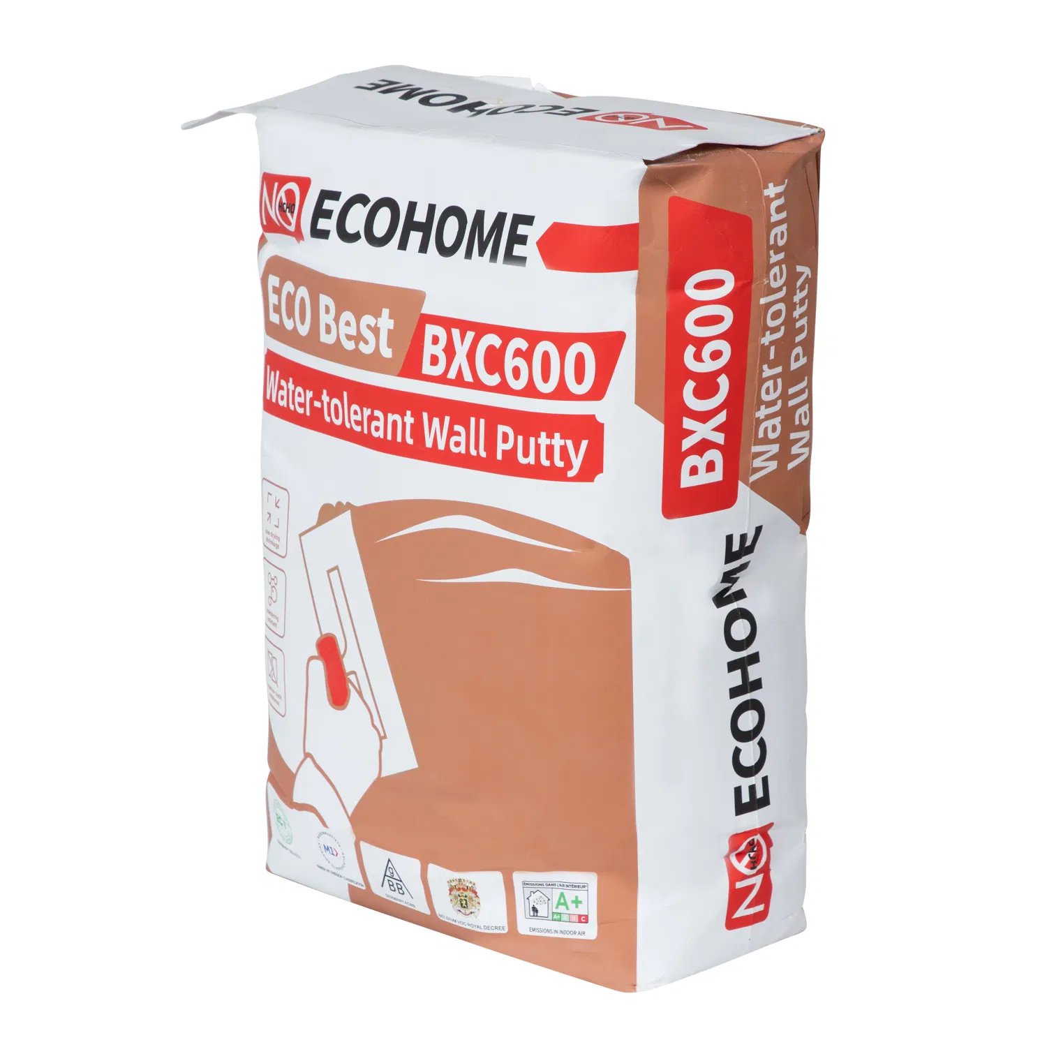 Premium and Pure White Bxc600 Water-Tolerant Wall Putty of Minimal Powdering and Superior Crack Resistance for Fine and Smooth Finishes