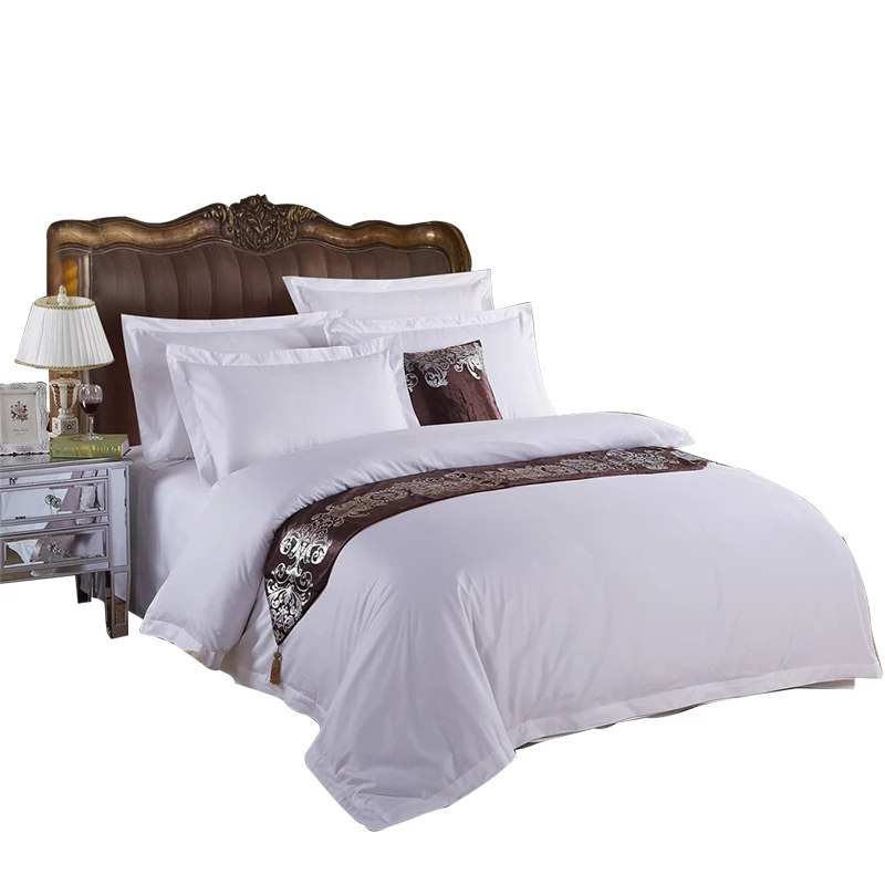 Factory Supplier 40s Hotel 100% Cotton Satin Dubai Bed Sheet Set Bedding Set (JRL004)