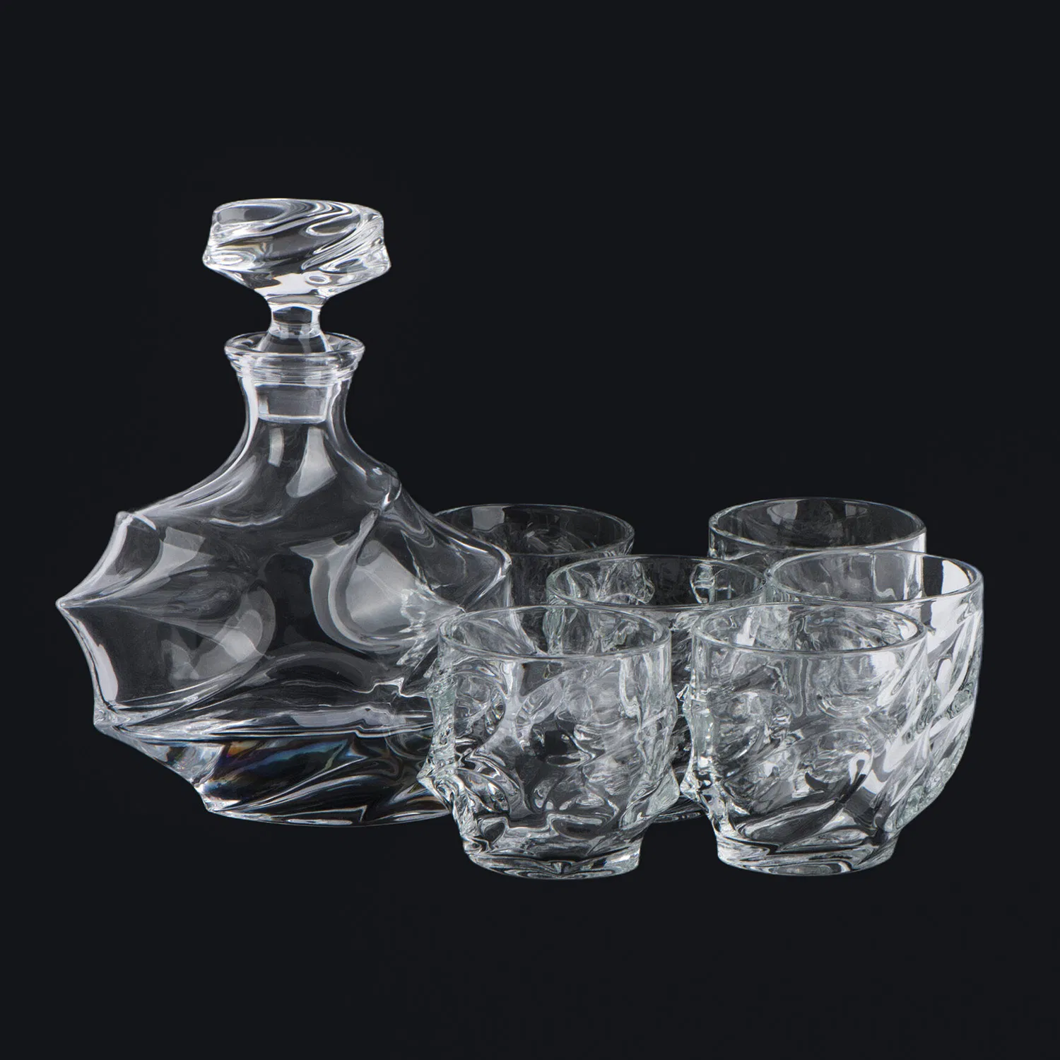 Contemporary Design Transparent Glass Wine Bottle Set with Glass Lid