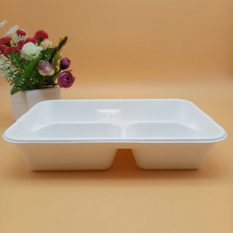4 Divided Compartment Rectangle Sugarcane Bagasse Plates Tray