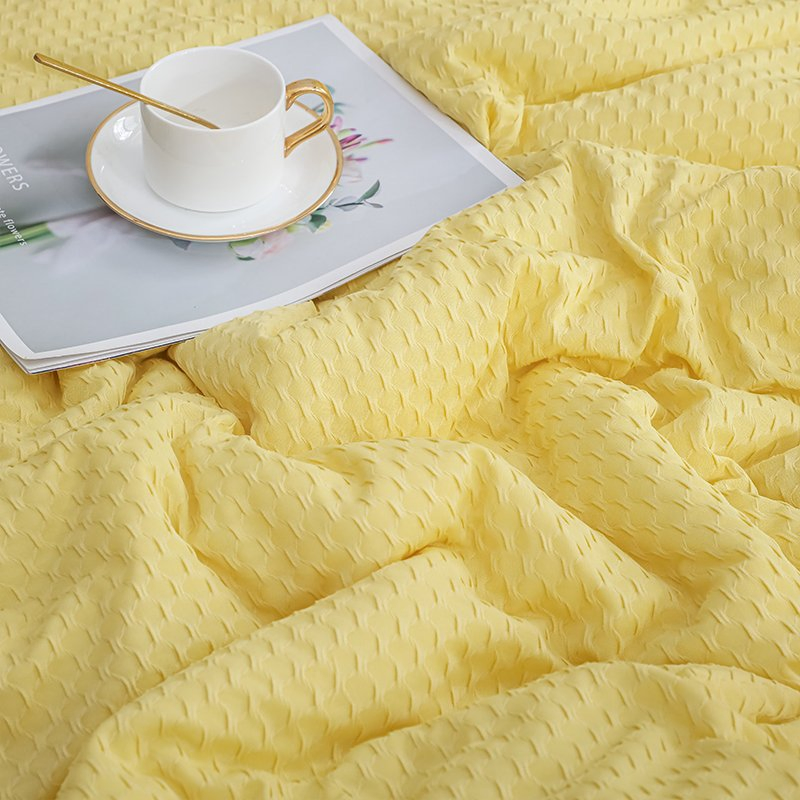 Fashion Soft Yellow100% Cotton Waffle Winter Quilt Cotton Quilt Duvet Comforter Set